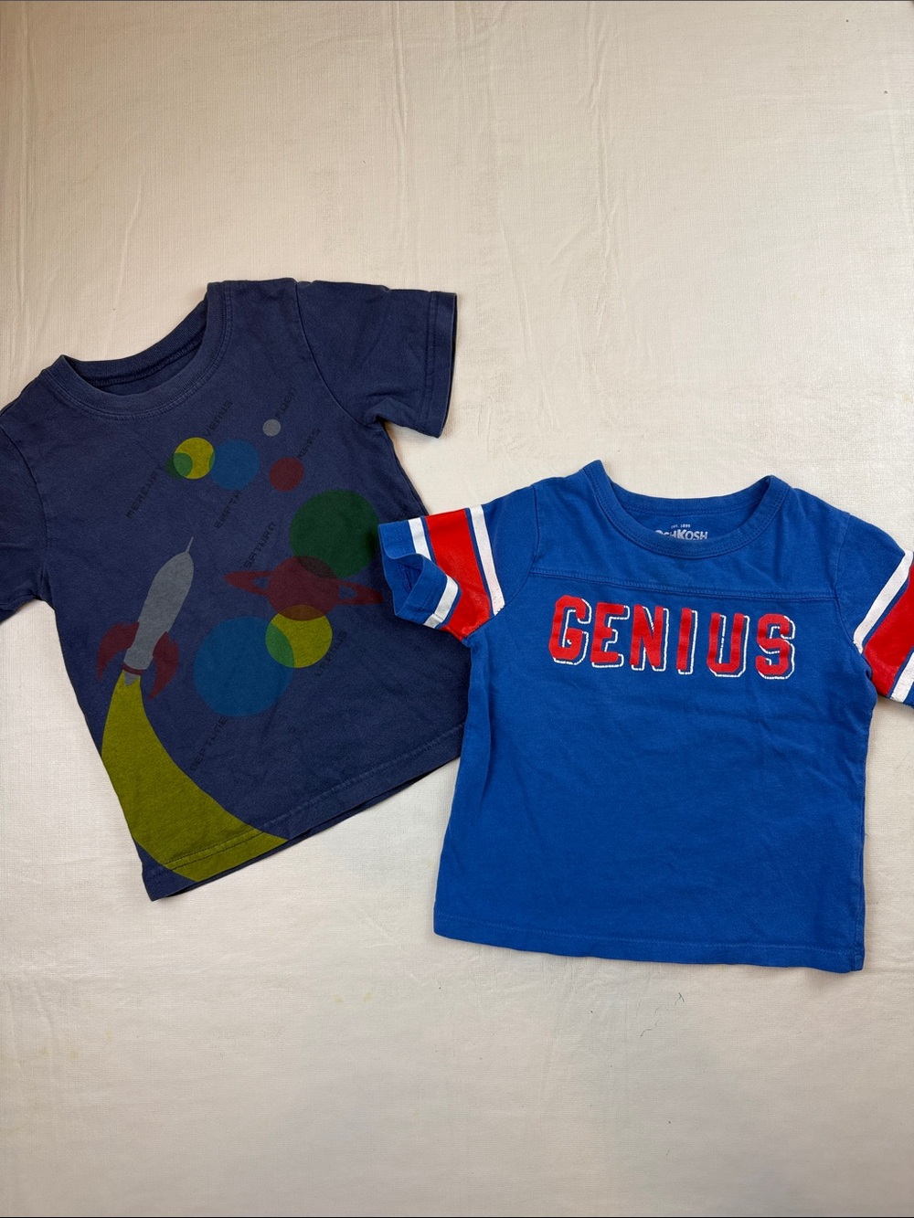 Boys Tee Bundle OshKosh B'gosh Blue 'Genius' Children's Place Rocket Planets 3T